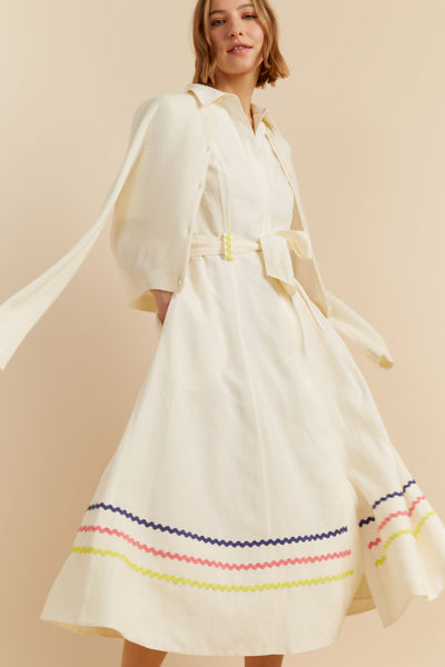 SAMPLE SALE - NO REFUNDS Cream Tencel-Linen Starboard Dress