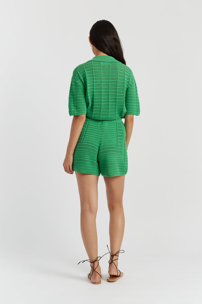 SAMPLE SALE - NO REFUNDS Green Cotton Crochet Shorts