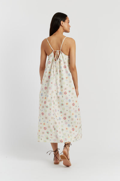 SAMPLE SALE - NO REFUNDS Cream Linen-Cotton Etoile Sundress
