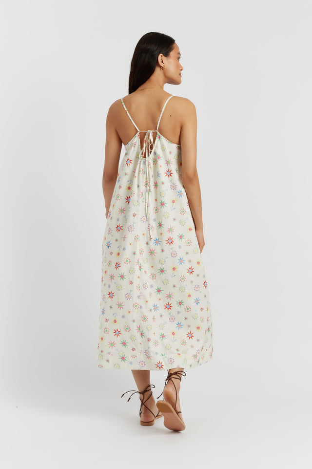 Cream Linen-Cotton Etoile Sundress image 3
