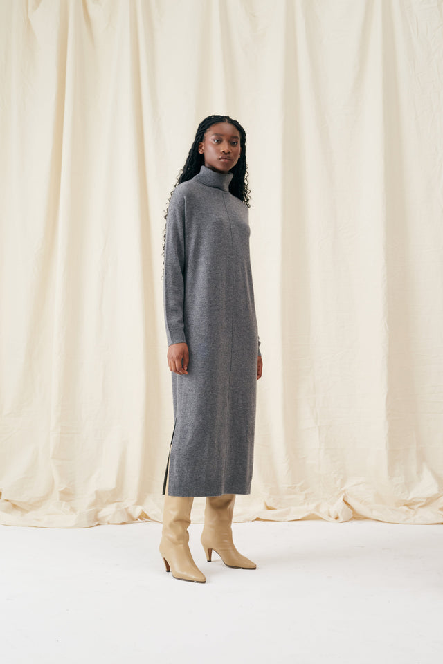 Grey Wool-Cashmere Rollneck Dress image 1