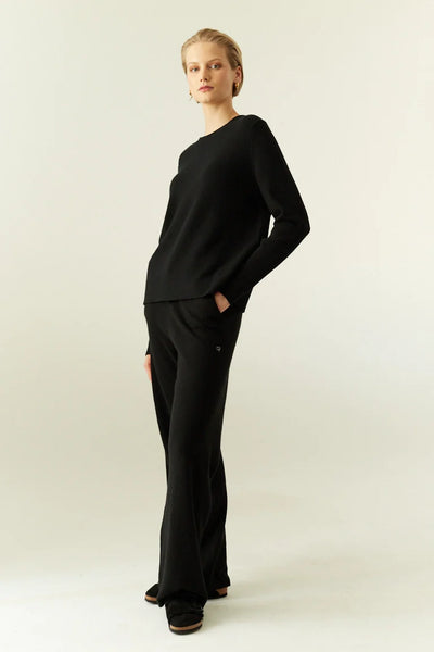Black Pure Cashmere Wide-Leg Pants