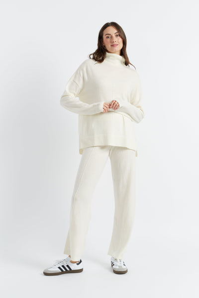 Cream Wool-Cashmere Rollneck Sweater