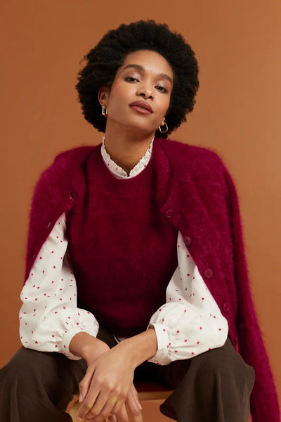 Cherry Brushed Cashmere Cardigan
