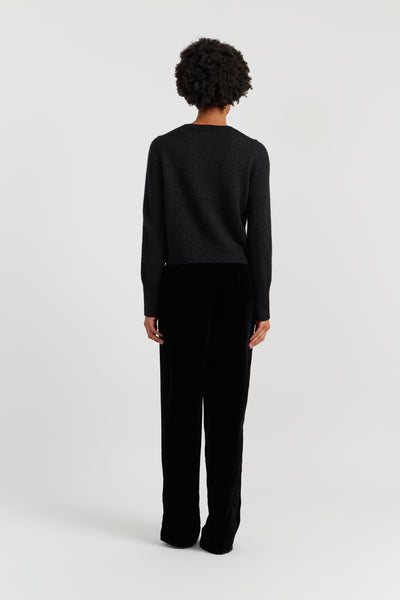 Black Wool-Cashmere Embellished Bow Sweater