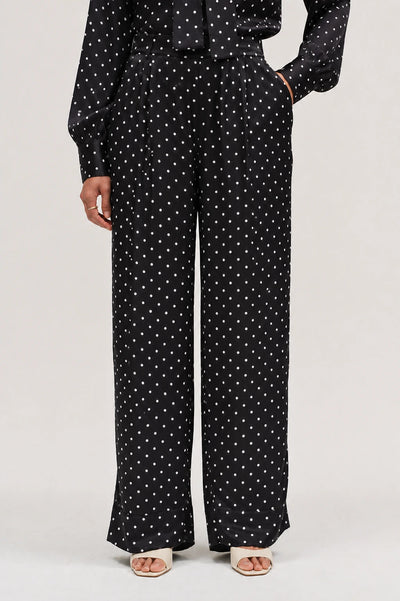 Black Viscose Polka Dot Trousers
