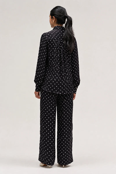 Black Viscose Polka Dot Trousers