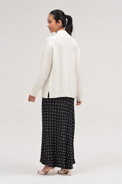 Black Viscose Polka Dot Skirt
