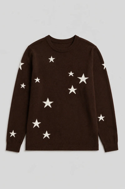 Chocolate Wool-Cashmere Star Sweater