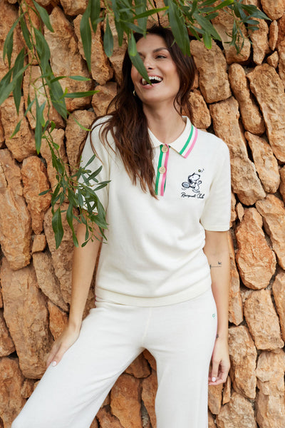 SAMPLE SALE - NO REFUNDS Cream Cotton Peanuts Racquet Club Polo