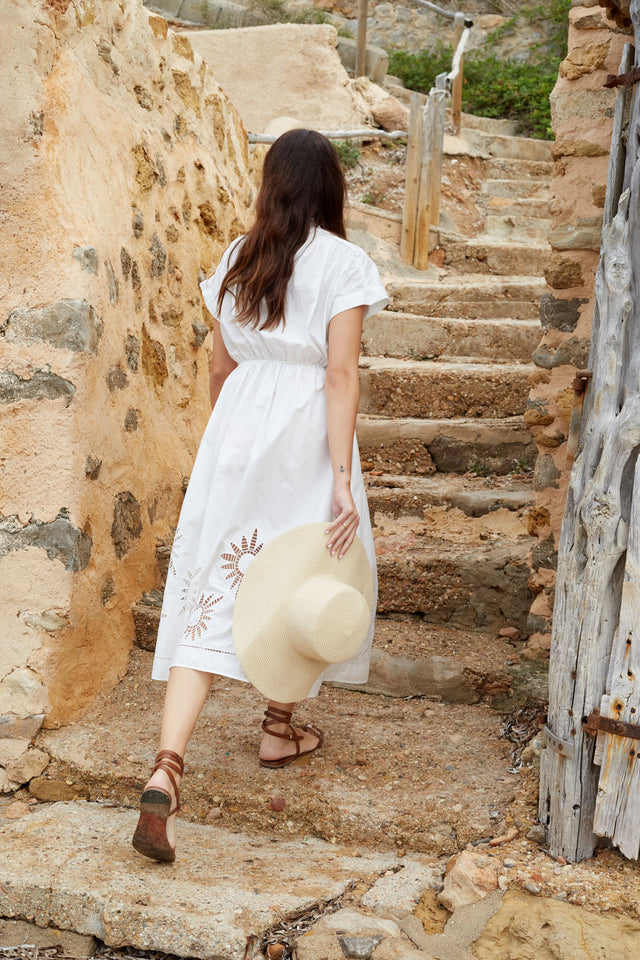 Cream Cotton-Lyocell Broderie Dress image 6