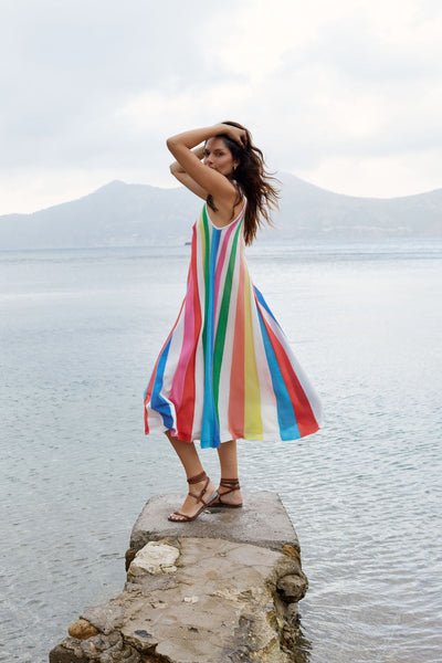 SAMPLE SALE - NO REFUNDS Rainbow Cotton Swing Dress