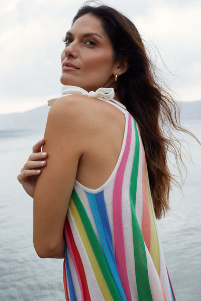 SAMPLE SALE - NO REFUNDS Rainbow Cotton Swing Dress