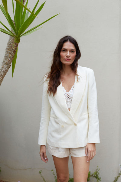 SAMPLE SALE - NO REFUNDS Cream Tencel-Linen Blazer