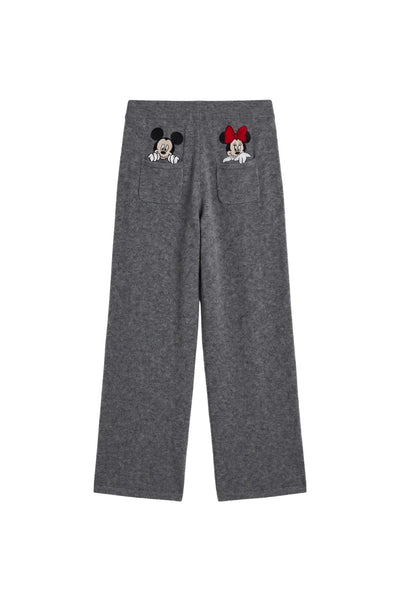 Grey Wool-Cashmere Disney Peek Pocket Wide-Leg Track Pants