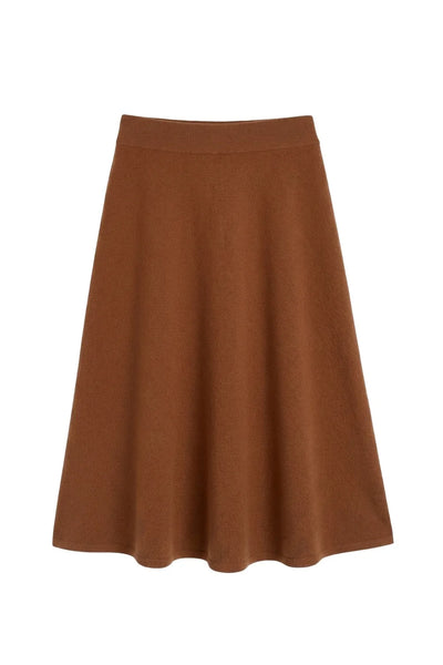 Toffee Wool-Cashmere Mickey & Minnie Peek Pocket Skirt