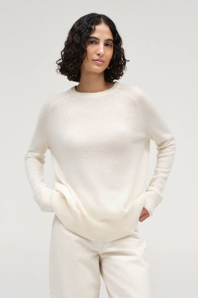 Cream Pure Cashmere Slouchy Sweater