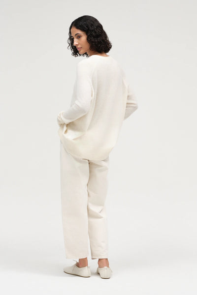 Cream Pure Cashmere Slouchy Sweater