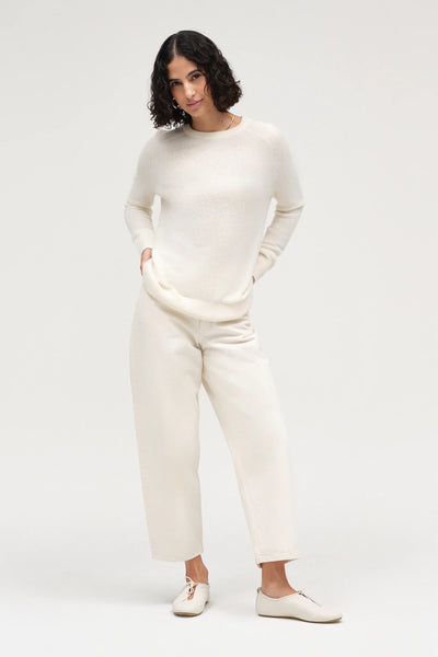 Cream Pure Cashmere Slouchy Sweater