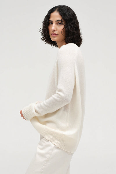Cream Pure Cashmere Slouchy Sweater