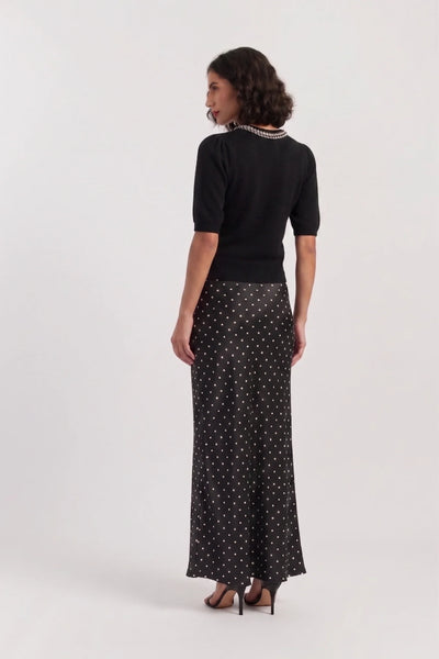 Black Wool-Cashmere Jewel-Neck Knitted Tee