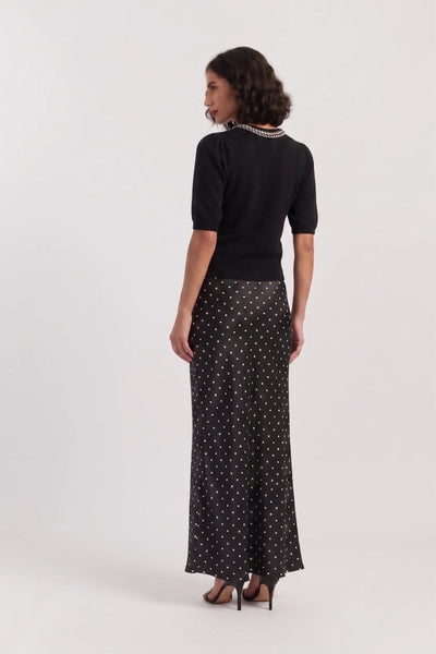 Black Wool-Cashmere Jewel-Neck Cardigan