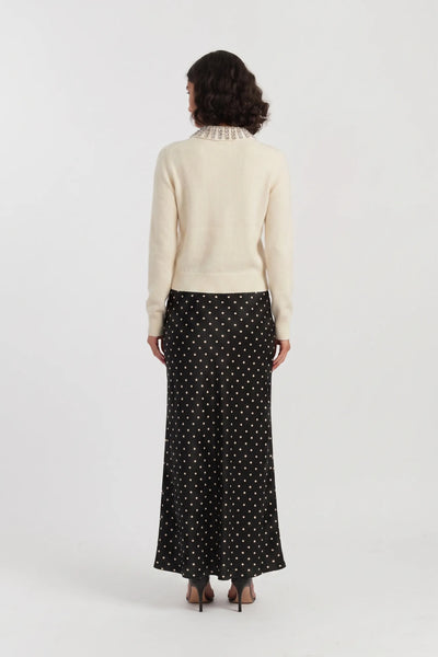 Cream Wool-Cashmere Jewel-Neck Cardigan
