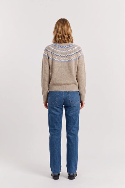 Warm-Oatmeal Wool-Cashmere Fair Isle Sweater