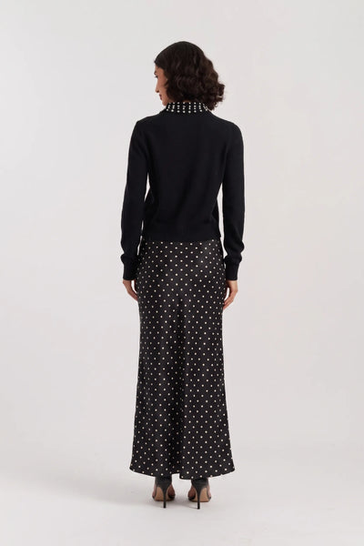 Black Wool-Cashmere Jewel-Neck Cardigan