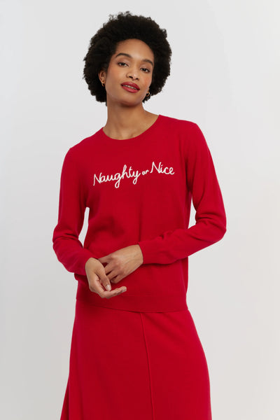 Red Wool-Cashmere Naughty Or Nice Sweater
