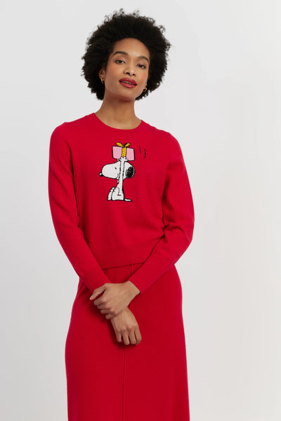 Red Wool-Cashmere Snoopy's Gift Sweater