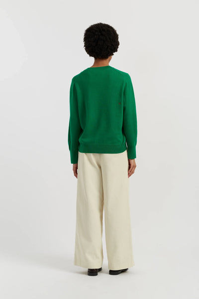 Green Wool-Cashmere Snoopy Santa Sweater