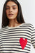 Cream-Navy Breton Heart Wool-Cashmere Sweater