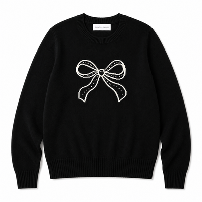 BLACK FRIDAY Wool-Cashmere Bow Embroidered Sweater
