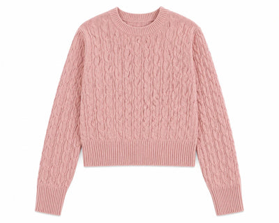 Salmon Pure Cashmere Cable Sweater