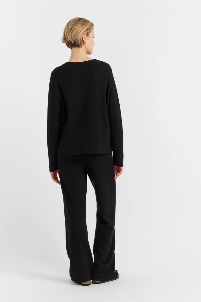 Black Pure Cashmere Wide-Leg Pants image 2