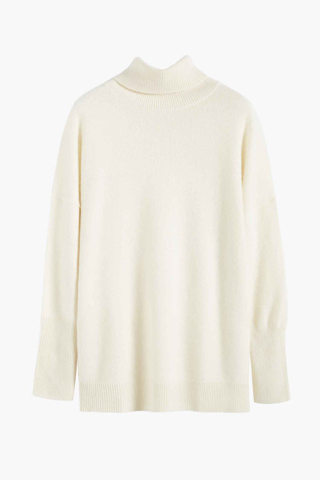 Cream Pure Cashmere Rollneck Sweater image 6