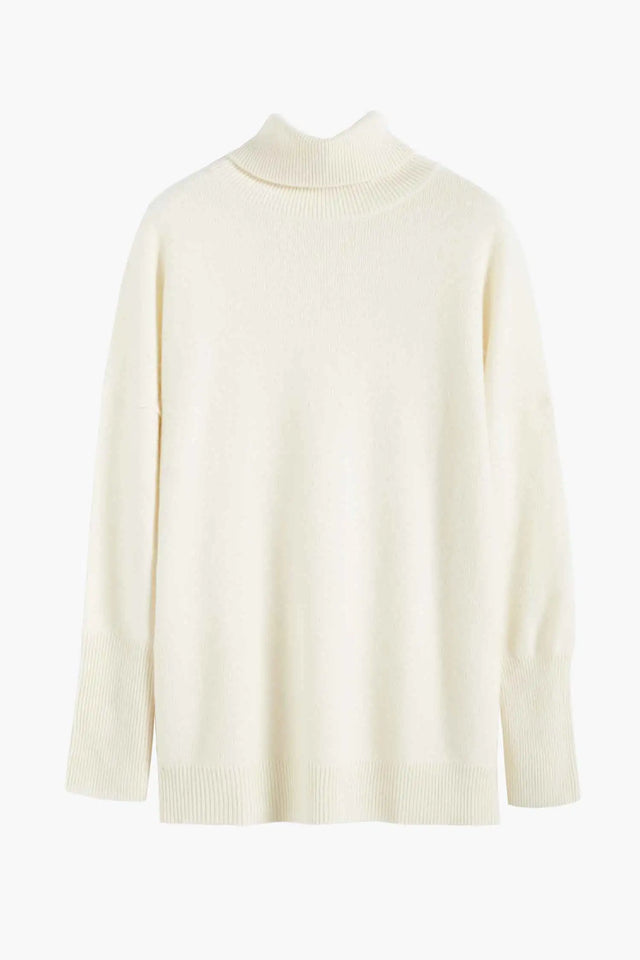 Cream Pure Cashmere Rollneck Sweater image 6