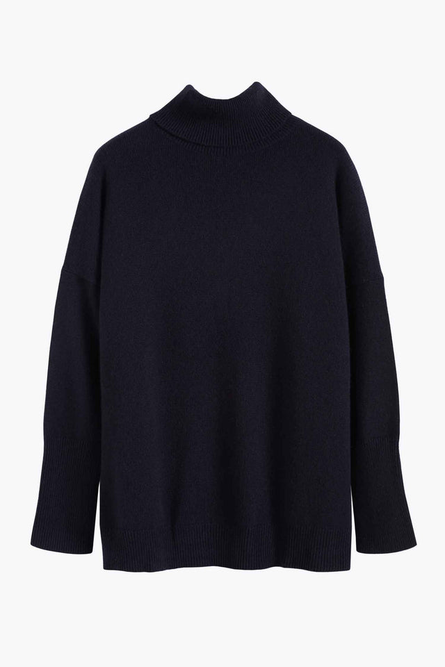 Navy Pure Cashmere Rollneck Sweater image 7