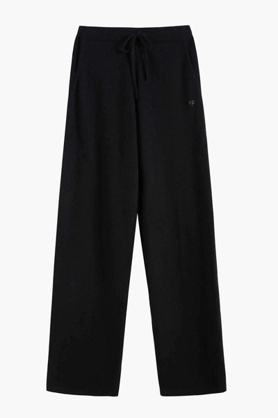 Black Pure Cashmere Wide-Leg Pants