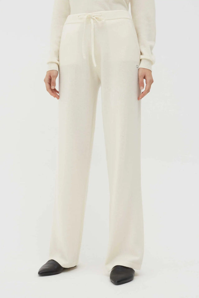 Cream Pure Cashmere Wide-Leg Pants image 2