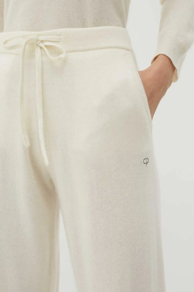 Cream Pure Cashmere Wide-Leg Pants image 4