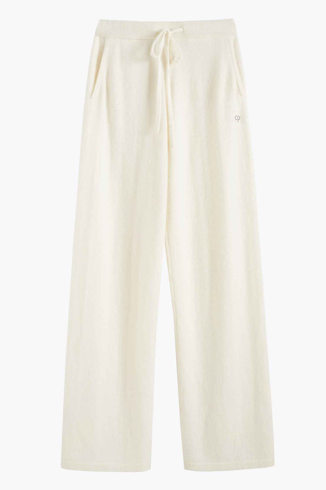 Cream Pure Cashmere Wide-Leg Pants image 6