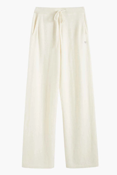Cream Pure Cashmere Wide-Leg Pants