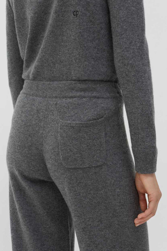 Grey-Melange Pure Cashmere Wide-Leg Track Pants image 3