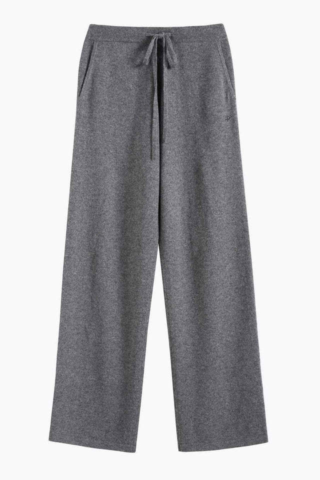Grey-Melange Pure Cashmere Wide-Leg Track Pants image 4