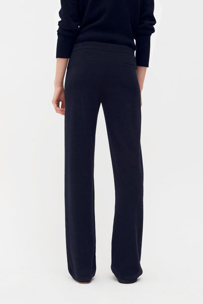 Navy Pure Cashmere Wide-Leg Pants
