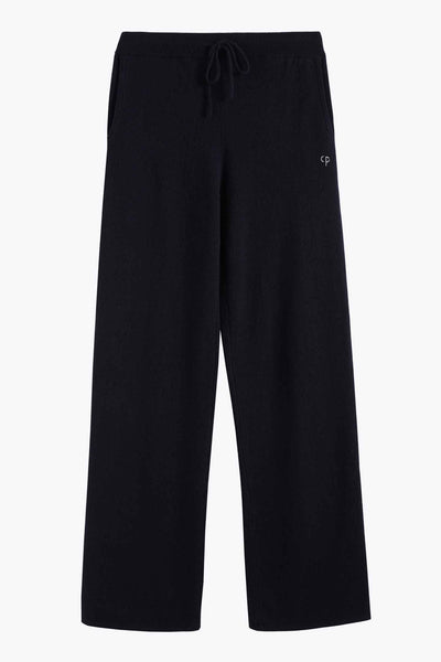 Navy Pure Cashmere Wide-Leg Pants