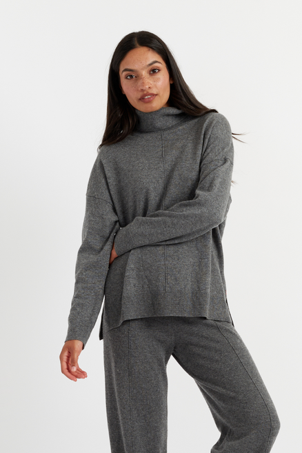 Dark-Grey Wool-Cashmere Rollneck Sweater