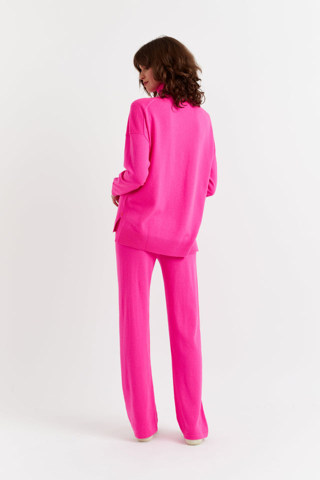 Fuchsia Wool-Cashmere Relaxed Rollneck Sweater image 3